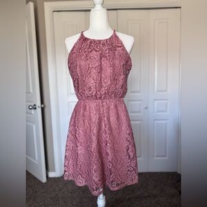 Maurices Peach Lace Halter Dress size Small